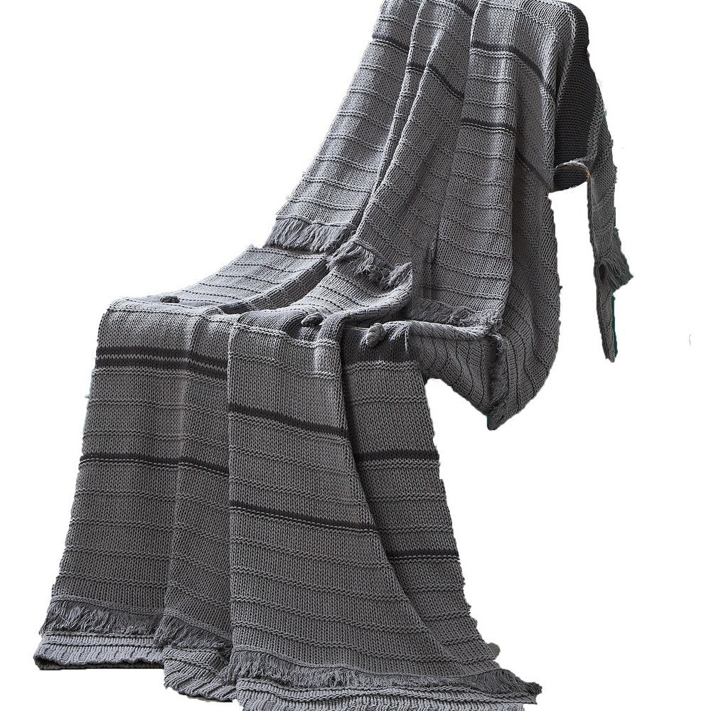Kai Throw Blanket | 50 x 70 | Soft Knitted Cotton | Gray
