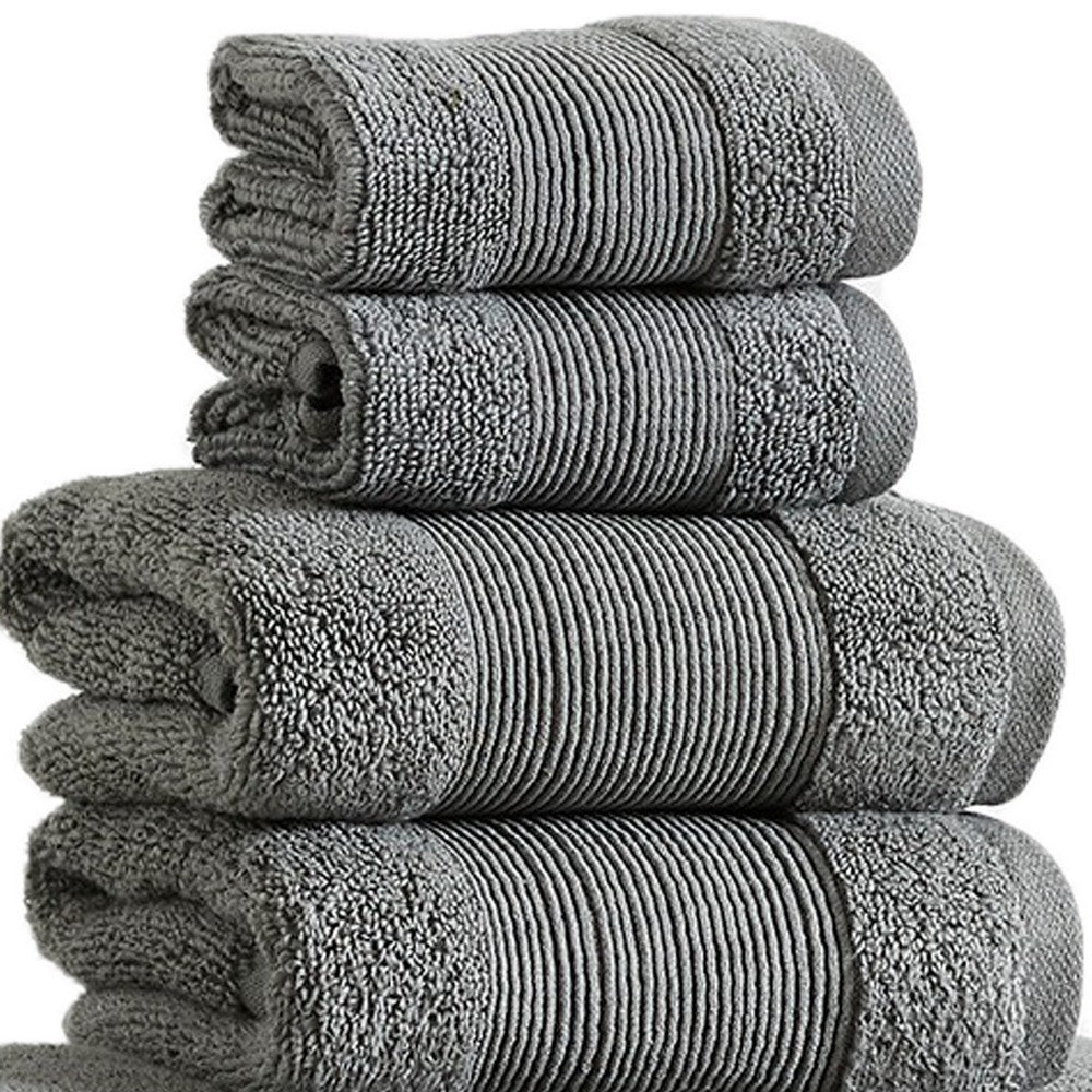Lyra 18 Piece Ultra Soft Towel Set Absorbent Textured Cotton Charcoal By Casagear Home BM287519