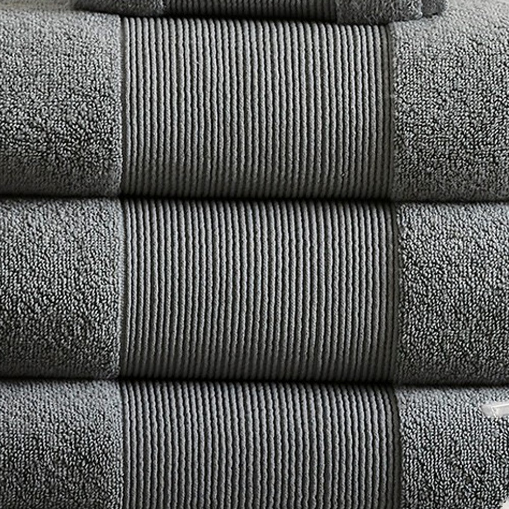 Lyra 18 Piece Ultra Soft Towel Set Absorbent Textured Cotton Charcoal By Casagear Home BM287519
