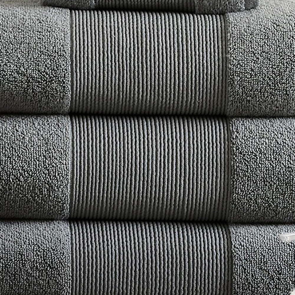 Lyra 18 Piece Ultra Soft Towel Set Absorbent Textured Cotton Charcoal By Casagear Home BM287519