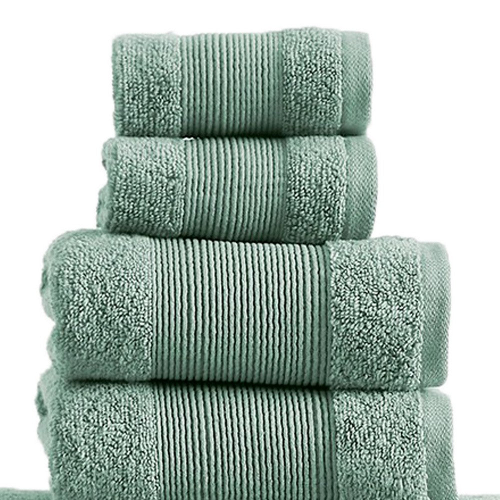 Lyra 18 Piece Ultra Soft Towel Set Absorbent Textured Cotton Sage Green By Casagear Home BM287520