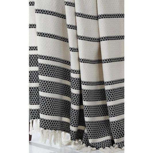 Ida Throw Blanket | 60 x 70 | Knitted Cotton | Black White Stripes