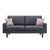 Gala Sofa, Smooth Dark Gray Linen Fabric, 2 Pillows, Black Solid Wood Frame By Casagear Home