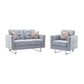 Lewa Armchair and Loveseat Set, Tufted Seat, Silver Metal Legs, Light Gray By Casagear Home