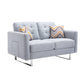 Lewa Armchair and Loveseat Set Tufted Seat Silver Metal Legs Light Gray By Casagear Home BM287610