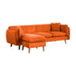 Maci 87 Inch Sectional Sofa, Reversible Chaise, Orange Fabric, Wood Legs By Casagear Home