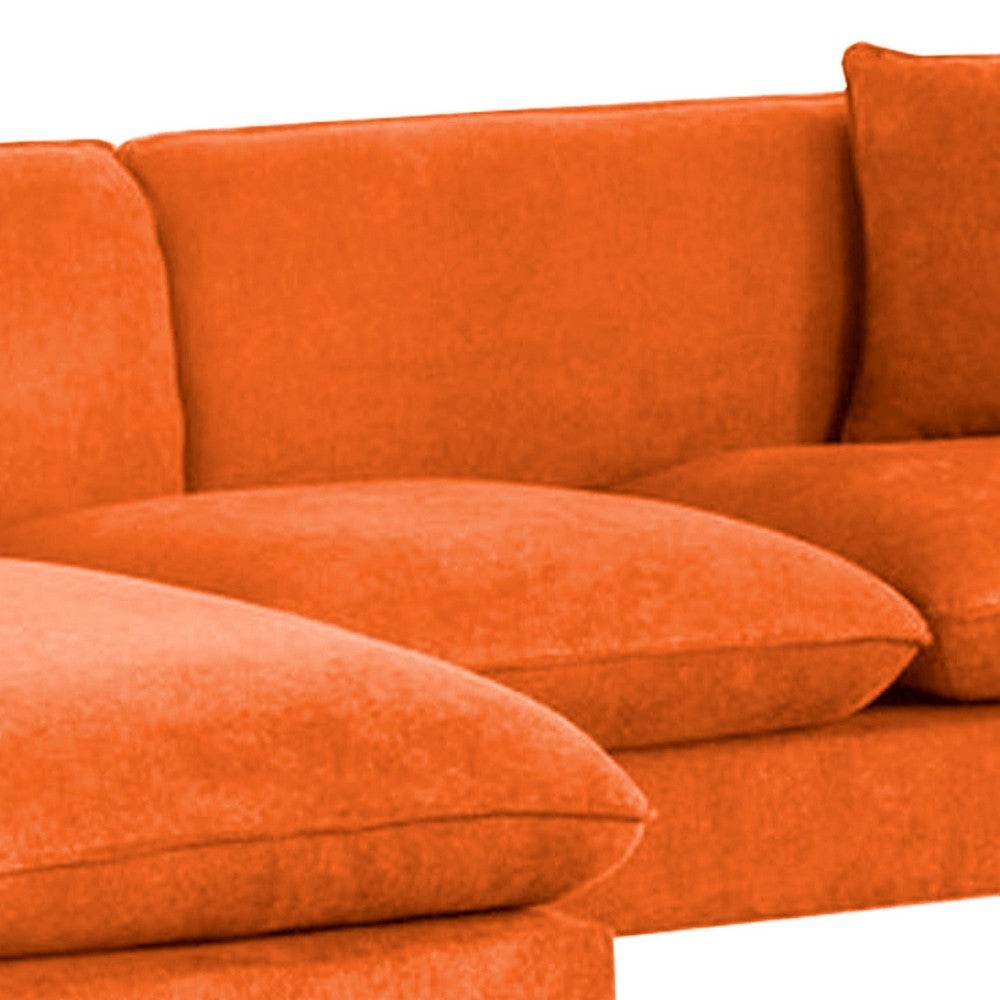 Maci 87 Inch Sectional Sofa Reversible Chaise Orange Fabric Wood Legs By Casagear Home BM287633