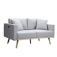 Mico 57 Inch Modern Loveseat, USB Ports and Side Pocket, Light Gray Fabric By Casagear Home