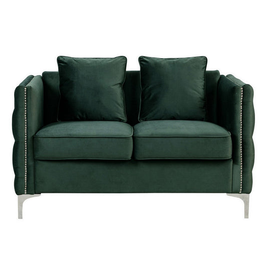Zion Loveseat | 53" | Nailhead Trim | Green Velvet