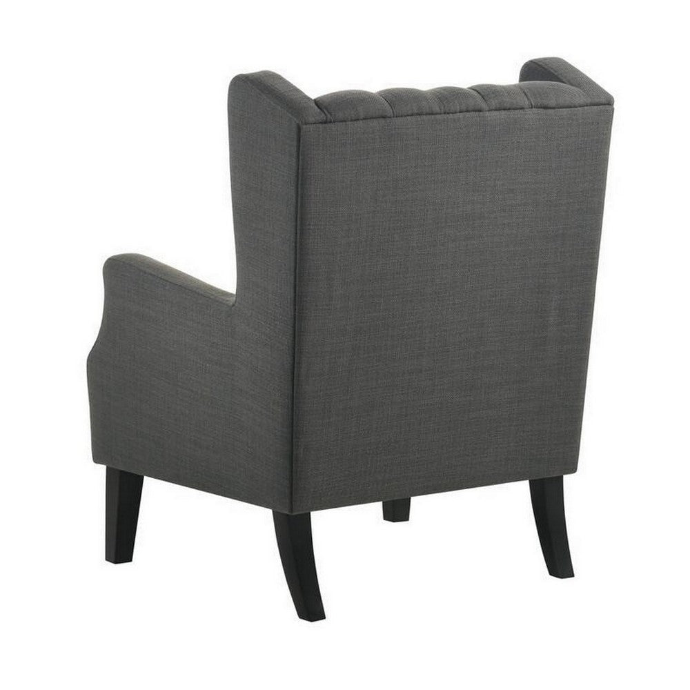 Keva 31 Inch Accent Chair Deep Button Tufted Wingback Soft Gray Fabric By Casagear Home BM287663