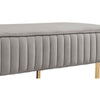 41 Inch Set of 2 Accent Benches with Vertical Channel Tufting Gray Velvet By Casagear Home BM287683