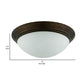 Jesse 12 Inch Modern Ceiling Lamp with Glass Dome Shade Rust Trim White By Casagear Home BM287695