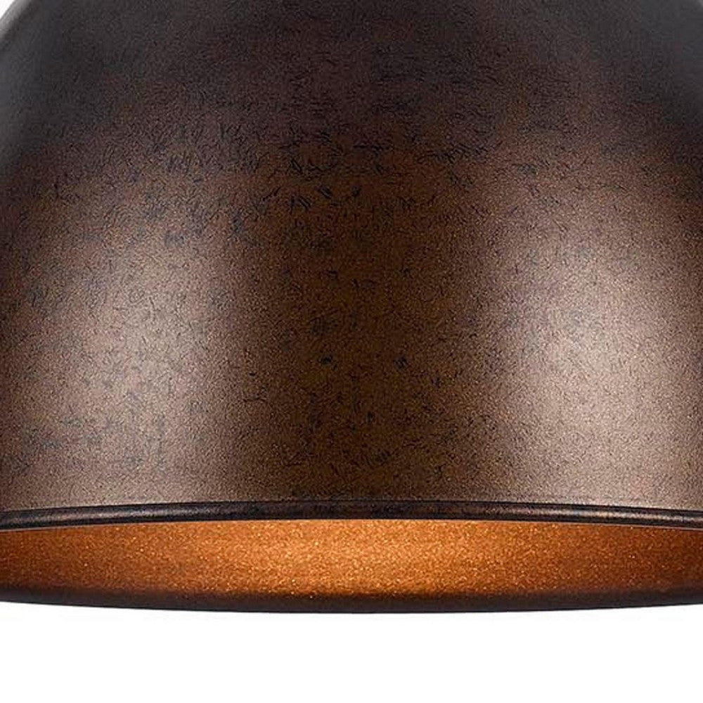 Nico 10 Inch Modern Pendent Light Rust Brown Metal Shade Clean SIlhouette By Casagear Home BM287705