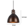 Nico 10 Inch Modern Pendent Light Rust Brown Metal Shade Clean SIlhouette By Casagear Home BM287705