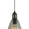 6 Inch Modern LED Pendent Light Rippled Glass Shade Smoky Finish Black By Casagear Home BM287707