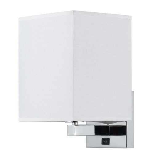Wall Lamp | 12" | Fabric Shade | Rocker Switch | White