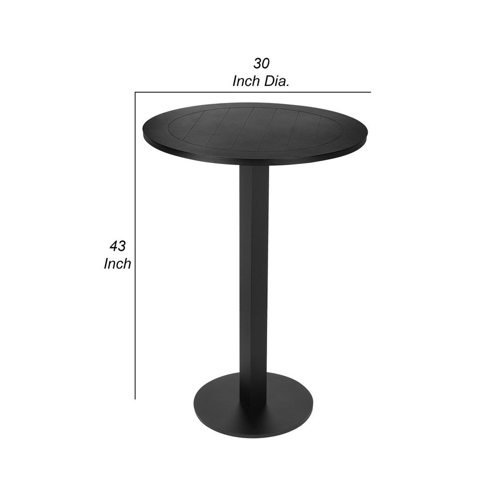 Keli 43 Inch Outdoor Bar Table Black Aluminum Frame Foldable Design By Casagear Home BM287740