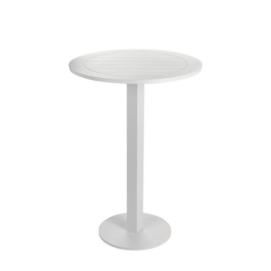 Keli 43 Inch Outdoor Bar Table, White Aluminum Frame, Foldable Design By Casagear Home