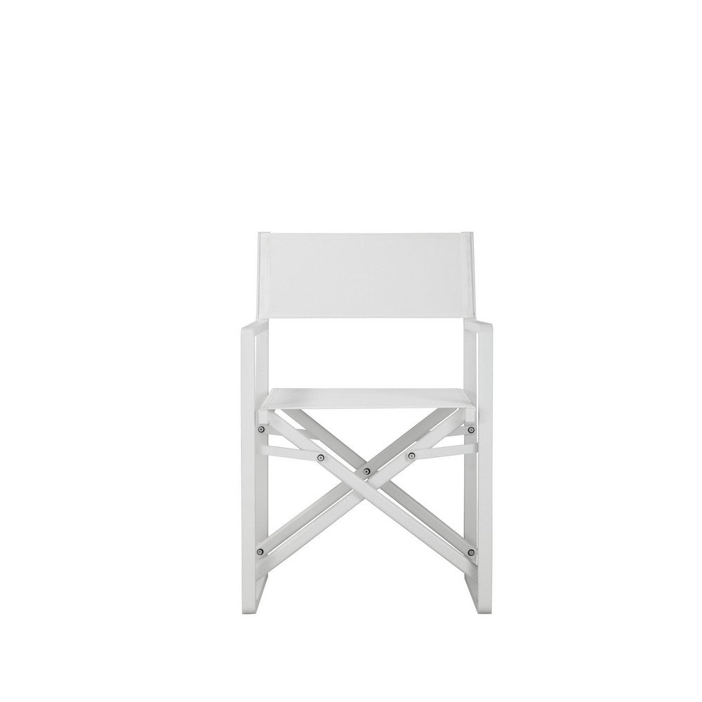 Keli 20 Inch Outdoor Armchair Crisp White Finish Foldable Set of 2 By Casagear Home BM287751