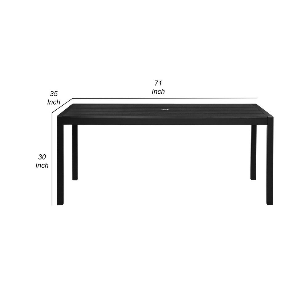 Fifi 71 Inch Outdoor Dining Table Polyresin Top Black Aluminum Frame By Casagear Home BM287759