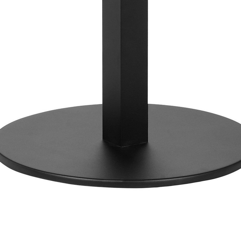 Keli 35 Inch Round Dining Table Black Aluminum Frame Foldable Design By Casagear Home BM287780