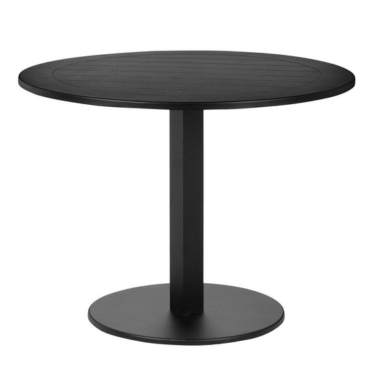Keli 35 Inch Round Dining Table, Black Aluminum Frame, Foldable Design By Casagear Home