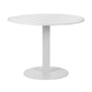Keli 35 Inch Round Dining Table, White Aluminum Frame, Foldable Design By Casagear Home