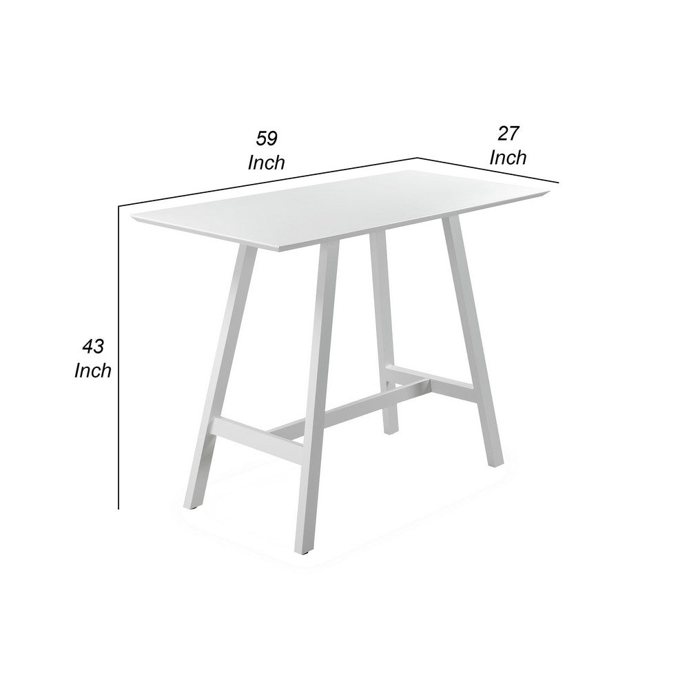 Keli 43 Inch Bar Table Classic White Aluminum Frame Rectanglular Top By Casagear Home BM287784