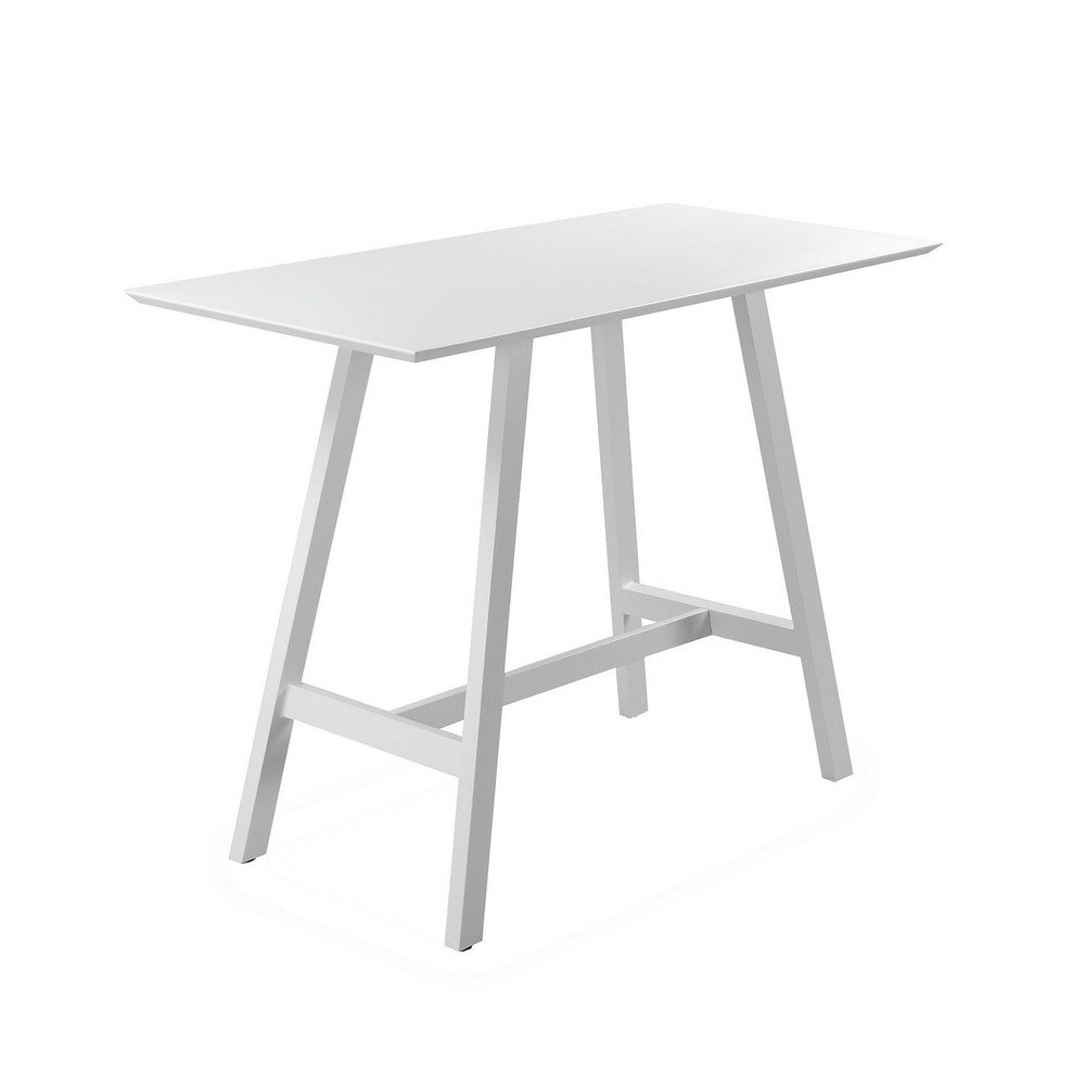 Keli Bar Table | 43" | Rectangular | Classic White Aluminum Frame