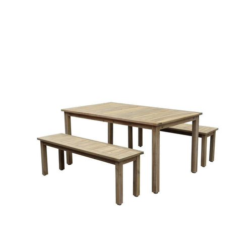 Felix Dining Set | 3 Piece | Acacia Wood | 6 Seater | Natural Brown