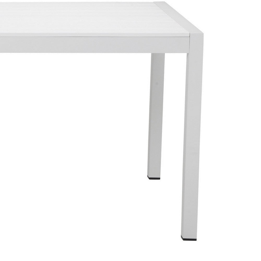 Fifi 71 Inch Outdoor Dining Table Polyresin Top White Aluminum Frame By Casagear Home BM287790