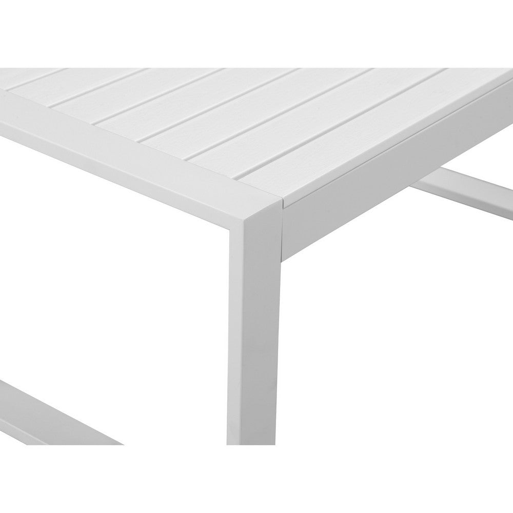Lark 35 Inch Outdoor Coffee Table White Aluminum Frame Polyresin Top By Casagear Home BM287801