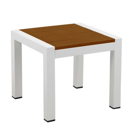 Josh Side Table | 18" | Brown Polyresin | Aluminum Frame