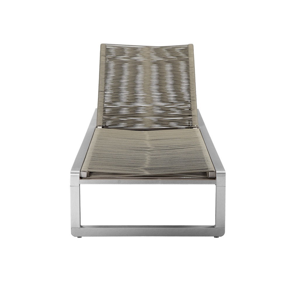 Kylo 76 Inch Outdoor Chaise Lounger Smooth Gray Aluminum Frame Adjustable By Casagear Home BM287820
