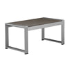 Kili 35 Inch Coffee Table, Polyresin Surface, White Gray Aluminum Frame By Casagear Home