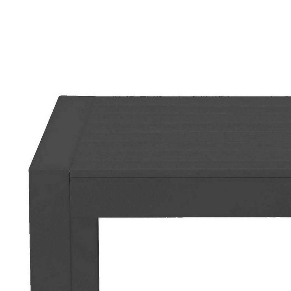 Kili 35 Inch Coffee Table Polyresin Surface Jet Black Aluminum Frame By Casagear Home BM287846