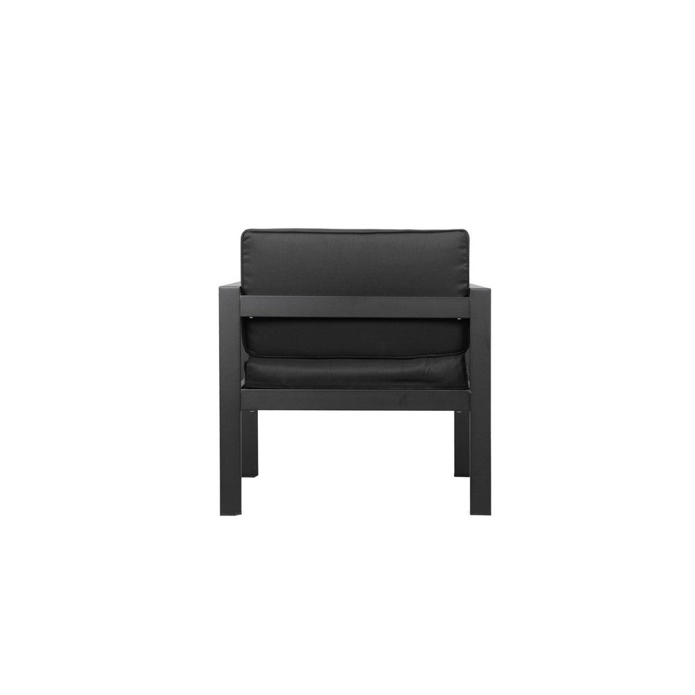 Kili 29 Inch Armchair Jet Black Aluminum Frame Water Resistant Fabric By Casagear Home BM287852