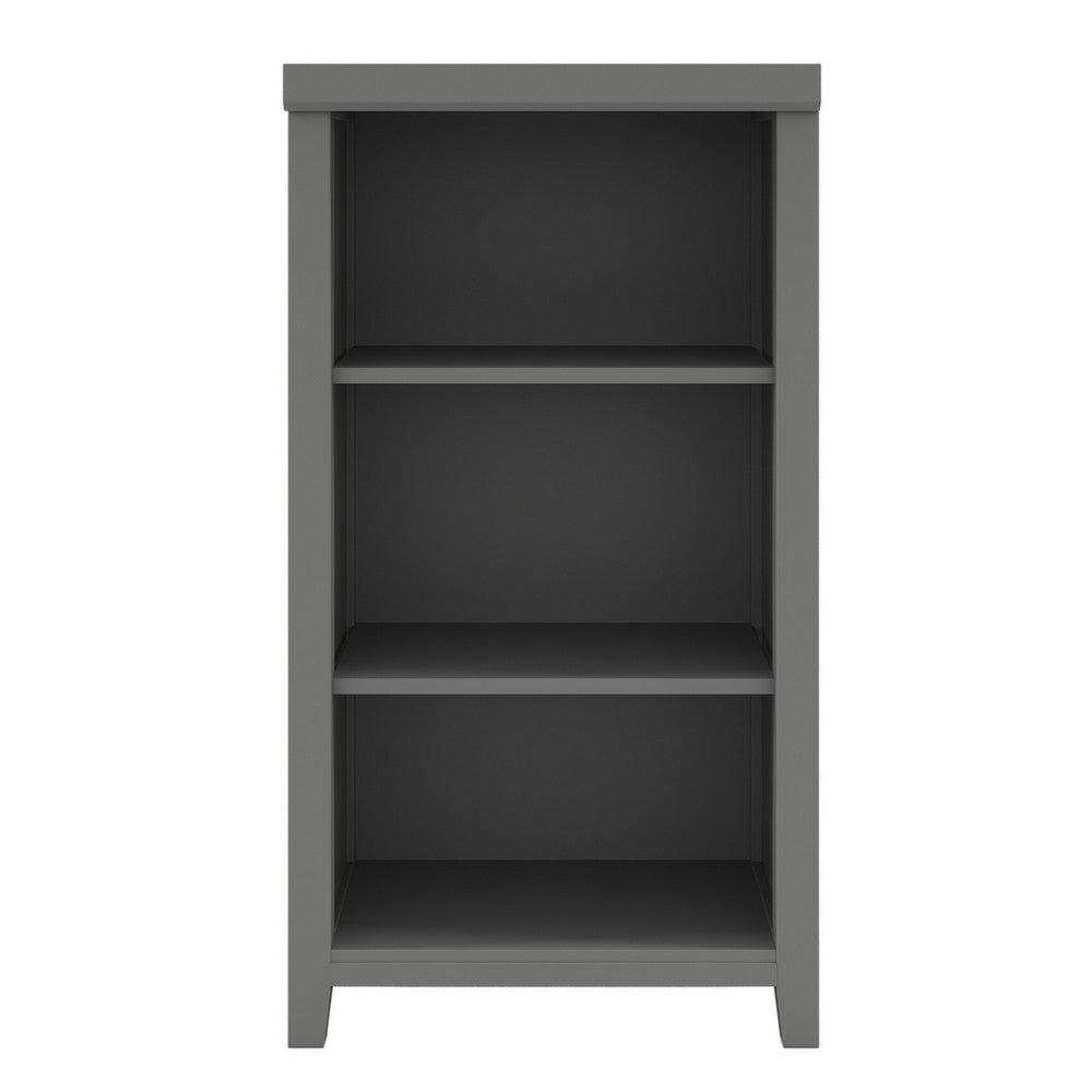 Orion 44 Inch 3 Tier Open Shelf Bookcase with 2 Adjustable Shelves Gray By Casagear Home BM287893