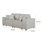 Kenzo 76 Inch Modular Loveseat with Pillows and Padded Seats Beige Fabric By Casagear Home BM287933
