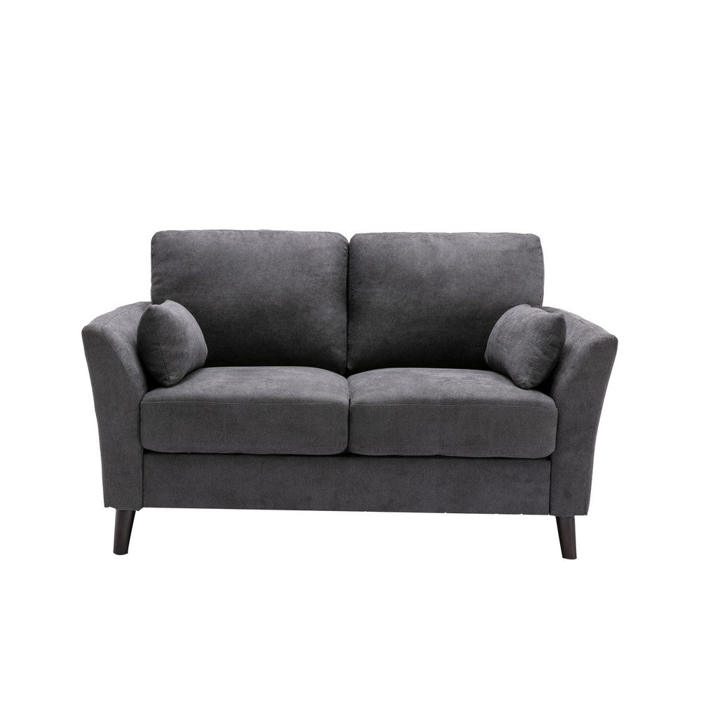 Otto Loveseat | 57" | Throw Pillows | Dark Gray Velvet