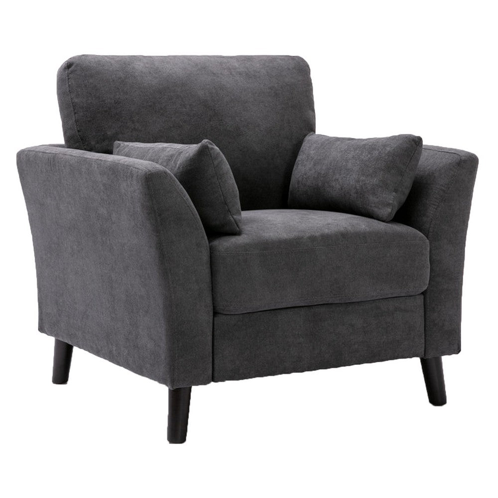 Otto Armchair | Throw Pillows | Dark Gray Velvet