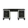 Kya 64 Inch Vanity Dresser Table with 7 Drawers Mirrored Trim Glam Black By Casagear Home BM287976