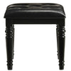Kya 20 Inch Vanity Stool Black Tufted Vegan Faux Leather Seat Turned Legs By Casagear Home BM287977