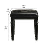 Kya 20 Inch Vanity Stool Black Tufted Vegan Faux Leather Seat Turned Legs By Casagear Home BM287977