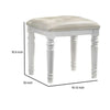 Kya 20 Inch Vanity Stool with Tufted Vegan Faux Leather Seat Glam Ivory By Casagear Home BM287979