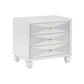 Lexi 28 Inch Modern Nightstand with 3 Drawers, Shimmer Accents, Off White By Casagear Home
