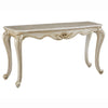 Joss 58 Inch Console Table, Genuine Marble Top, Antique White, Champagne By Casagear Home