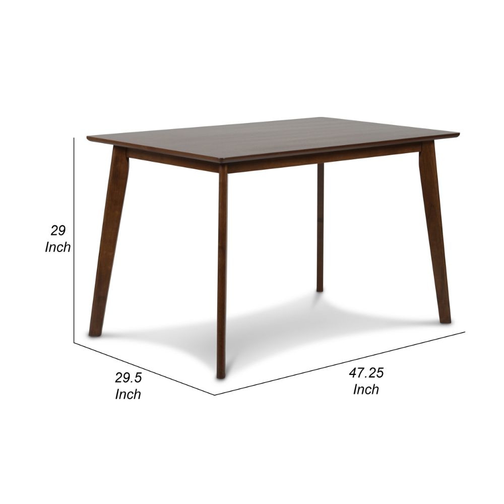 Bev 47 Inch Modern Dining Table Sleek Rubberwood Frame Dark Walnut Brown By Casagear Home BM288006