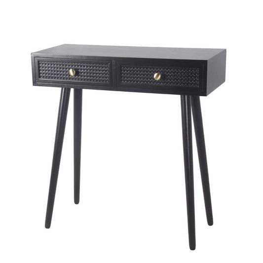 Finely 30 Inch Modern Accent Console Table with 2 Drawers, Midnight Black By Casagear Home