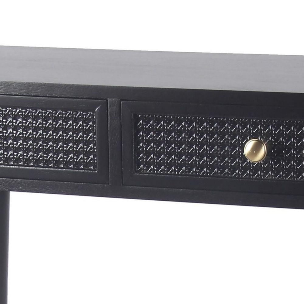 Finely 30 Inch Modern Accent Console Table with 2 Drawers Midnight Black By Casagear Home BM288086